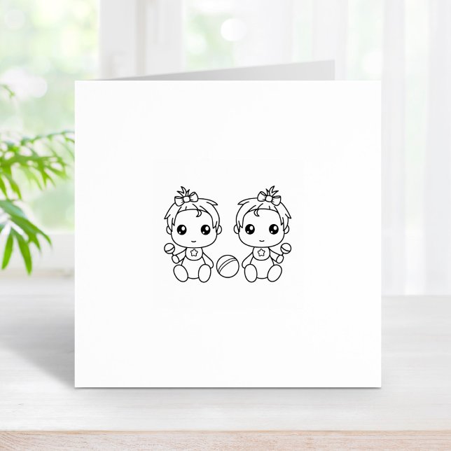 Twins Baby Girls 1x1 Rubber Stamp (Creator Uploaded)