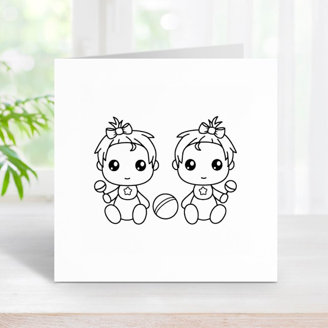 Twins Baby Girls Color Me Rubber Stamp (Creator Uploaded)