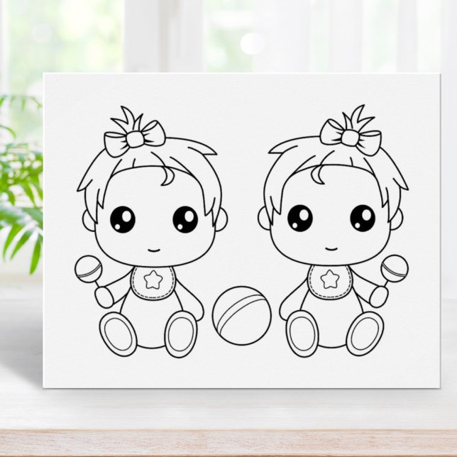 Twins Baby Girls Coloring Page Poster (Creator Uploaded)