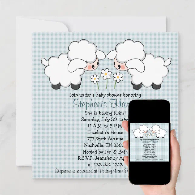 Twins Baby Lambs Baby Shower Invitations Boys Zazzle