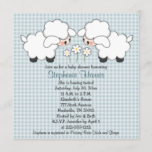 Twins Baby Lambs Baby Shower Invitations Boys