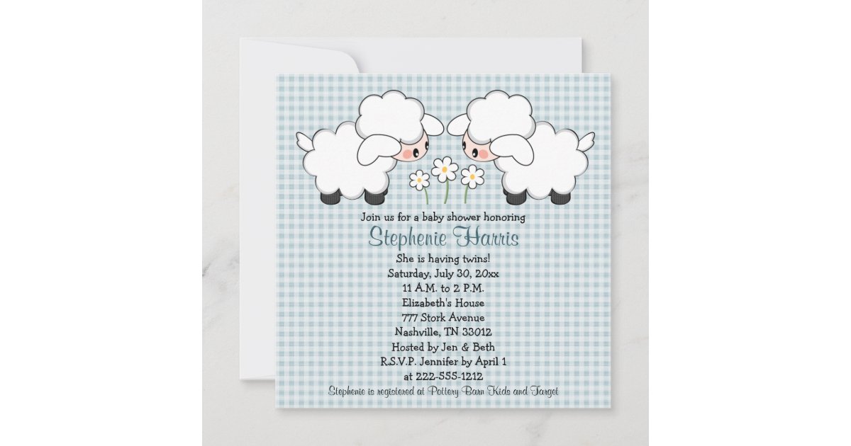 Twins Baby Lambs Baby Shower Invitations Boys Zazzle
