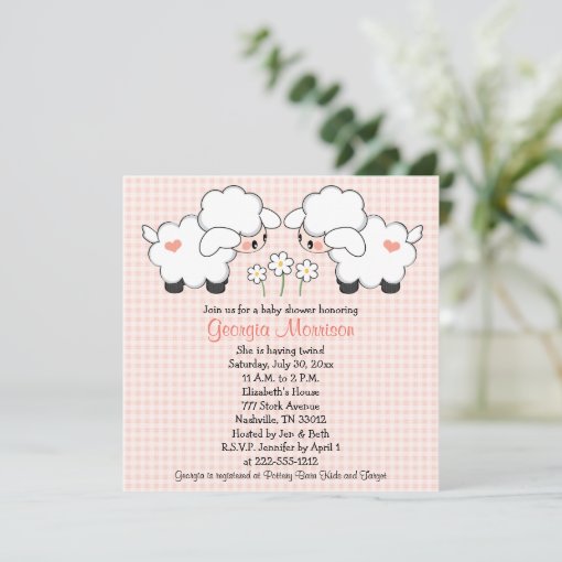 Twins Baby Lambs Baby Shower Invitations Girls Zazzle