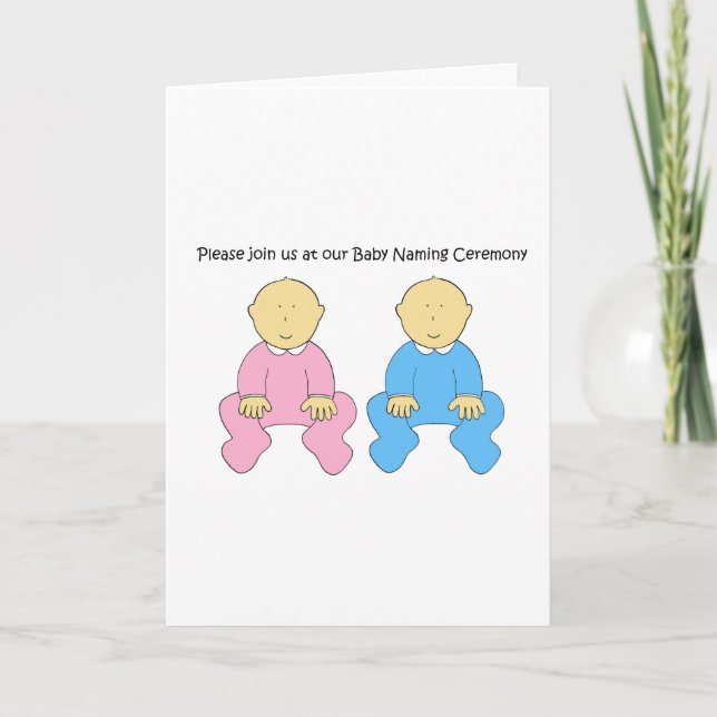 Twins Baby Naming Ceremony Invitation. Invitation (Front)