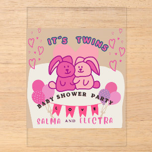 Twins baby shower acrylic invitations