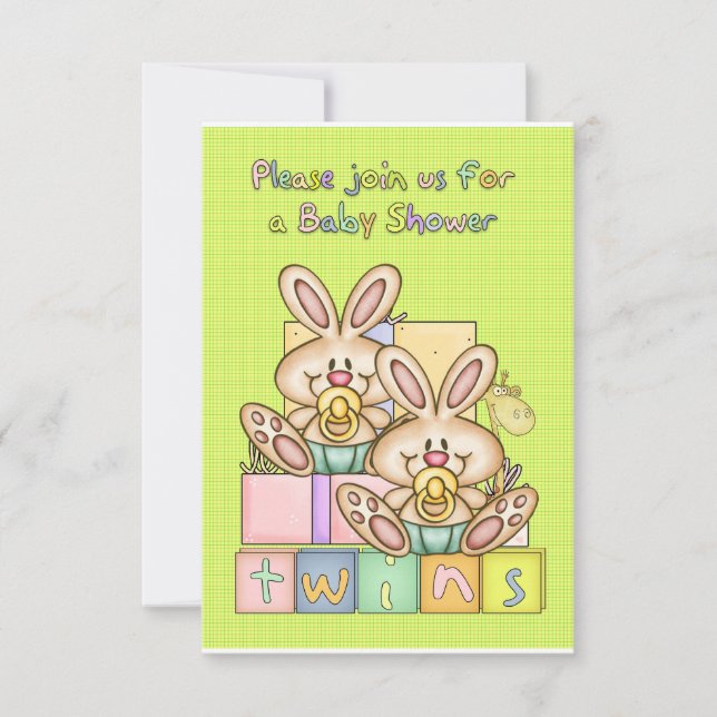 Twins Baby Shower - Baby Shower Card For Twins (Front)