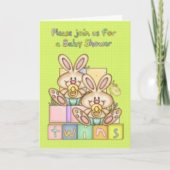 Twins Baby Shower - Baby Shower Card For Twins by moonlake at Zazzle
