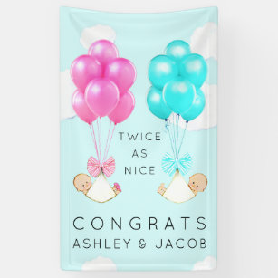 Illustration, banner, design or card with the Welcome Twins