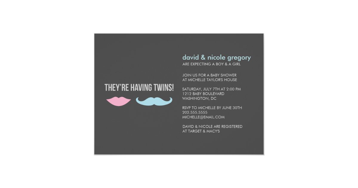 Twins Baby Shower Card