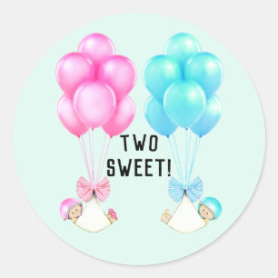 Twins Baby Shower Classic Round Sticker
