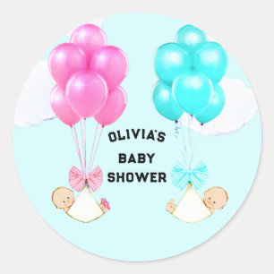 Twins Baby Shower Classic Round Sticker
