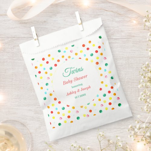 Twins Baby Shower Colorful Confetti Dots Favor Bag