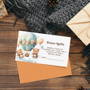 Twins baby Shower Cute Bear Diaper Raffle Ticket Enclosure Card
