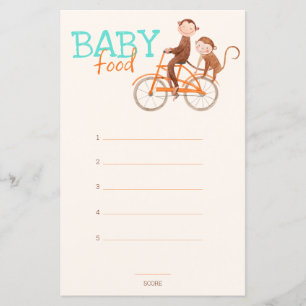 Twins Baby Shower Cute Monkey Double Trouble