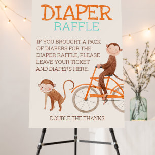 Twins Baby Shower Cute Monkey Double Trouble Foam Board