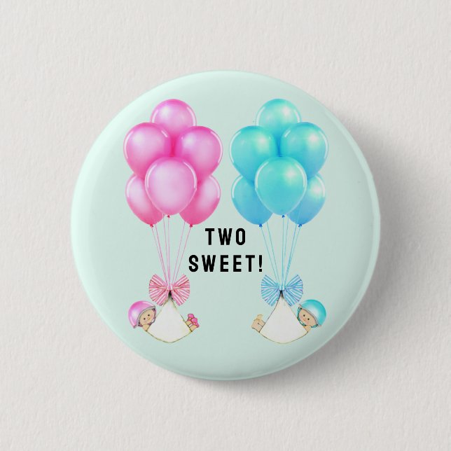 Twins Baby Shower Favors Button (Front)