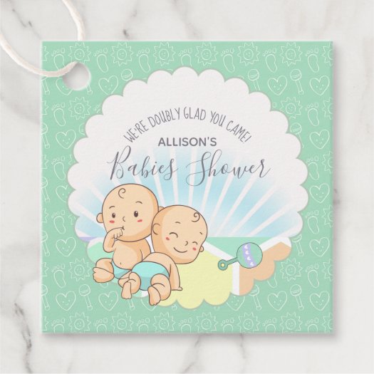 Twins Baby Shower Gender Neutral ID642 Favor Tags