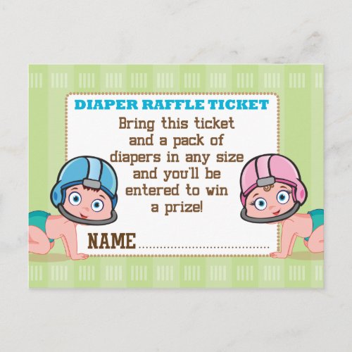 Twins Baby Shower Gender Reveal Diaper Raffle Card