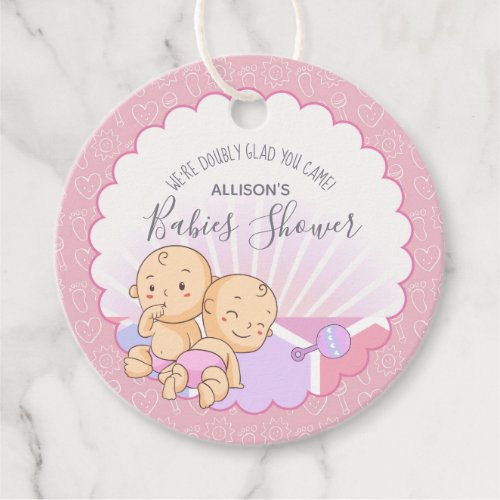 Twins Baby Shower Girls ID642 Favor Tags