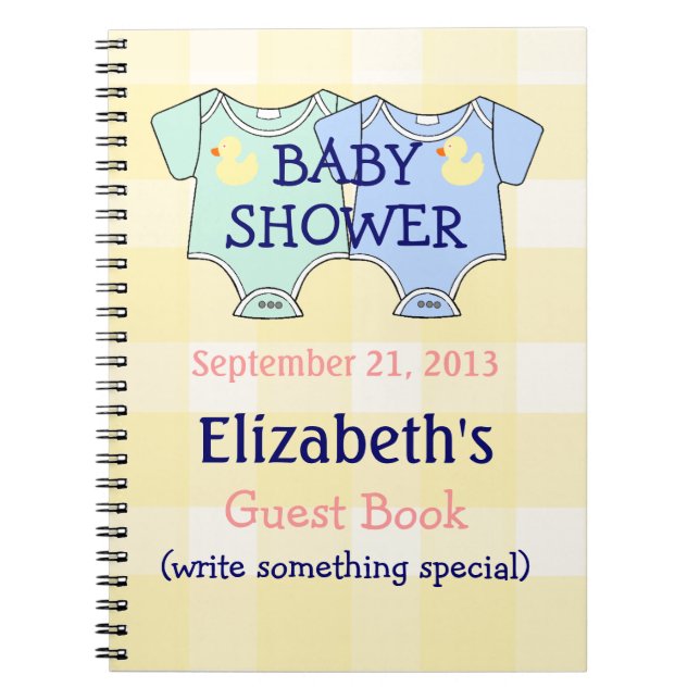 Twins Baby Shower Guestbook Notebook (Front)