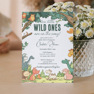 Twins baby shower I Cute Forest animals  Invitation