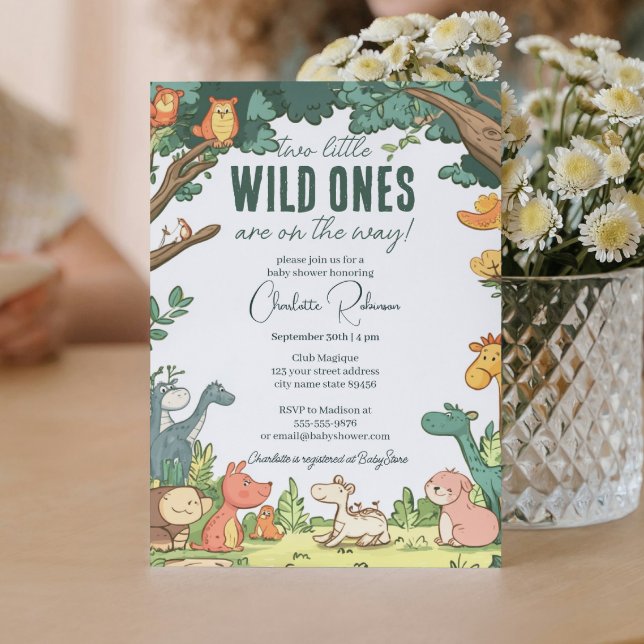 Twins baby shower I Cute Forest animals  Invitation (Creator Uploaded)