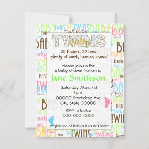 Twins baby shower invitation