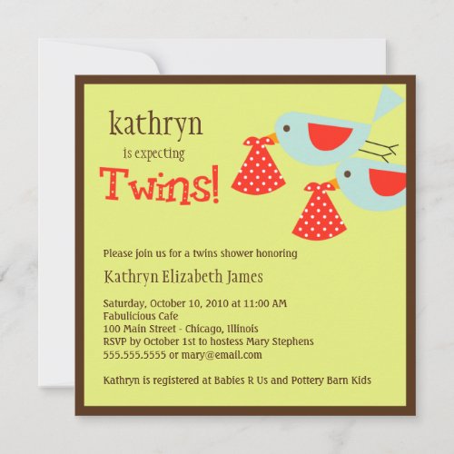 Twins Baby Shower Invitation