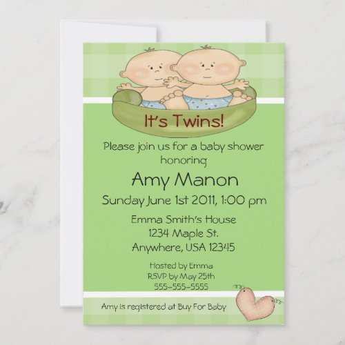 Twins baby shower invitation