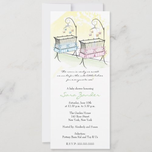 Twins Baby Shower Invitation - Baby Cribs