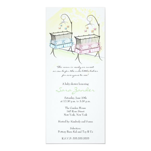 Twins Baby Shower Invitation - Baby Cribs
