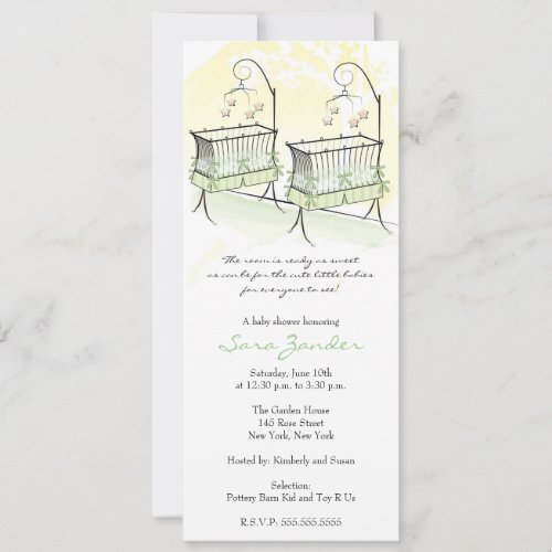 Twins Baby Shower Invitation - Baby Cribs