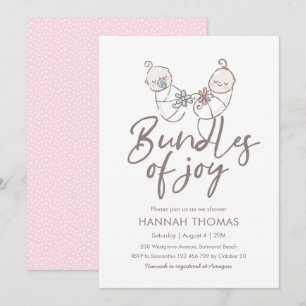 Twins Baby Shower Invitation boy and girl
