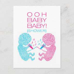 Twins Baby Shower Invitation Boy and Girl Postcard