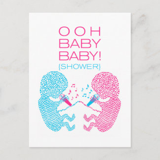Twins Baby Shower Invitation Boy and Girl Postcard