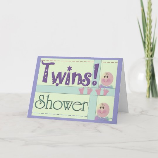 Twins baby shower invitation card