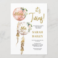 Twins Baby Shower Invitation Girls