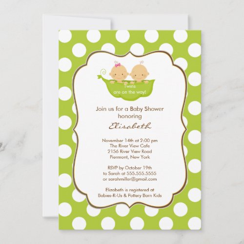 Twins Baby Shower Invitation Little Pea Pod