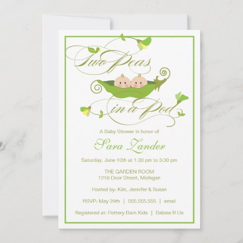 Twins Baby Shower Invitation _ Two Peas in a Pod