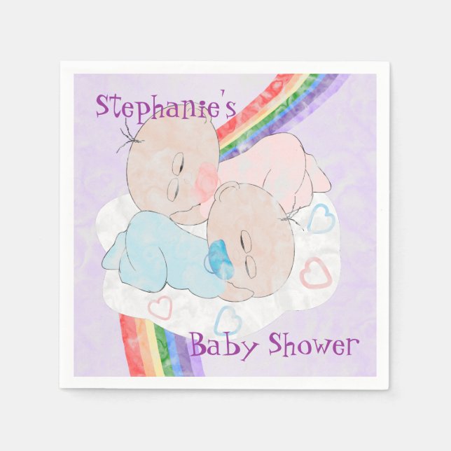 Twins Baby Shower Napkins (Front)