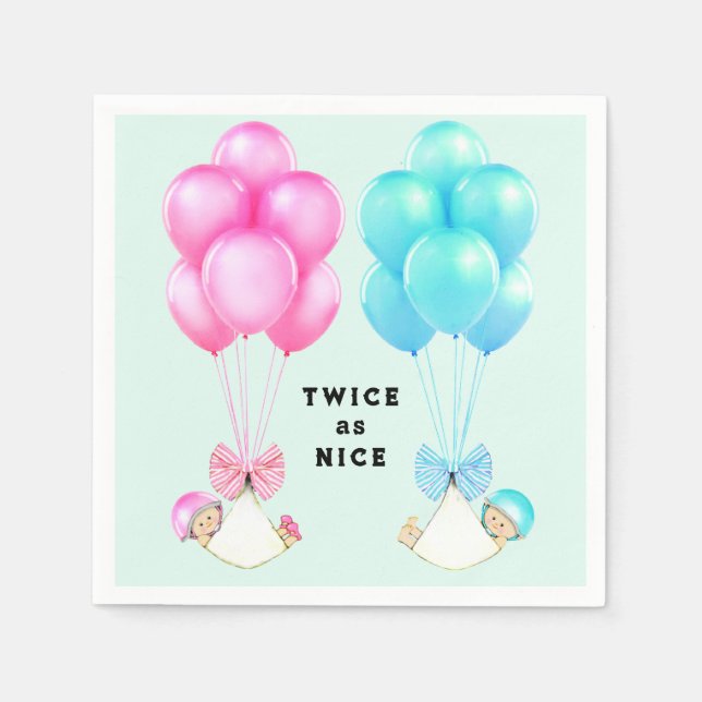 Twins Baby Shower Napkins (Front)
