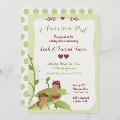 Twins Baby Shower or 1st Birthday Invitation