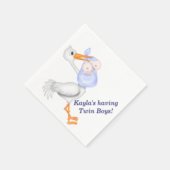 Twins Baby Shower Paper Napkins (Corner)