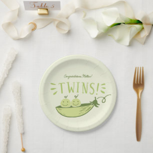Twins Baby Shower  Paper Plates