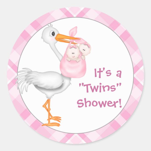 Twins Baby Shower Stickers (Front)
