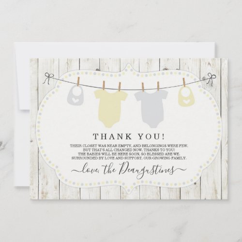 Twins Baby Shower Thank You Card _ Gender Neutral