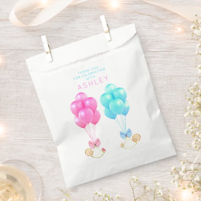 Twins Baby Shower Thank You Favor Bag (Clipped)