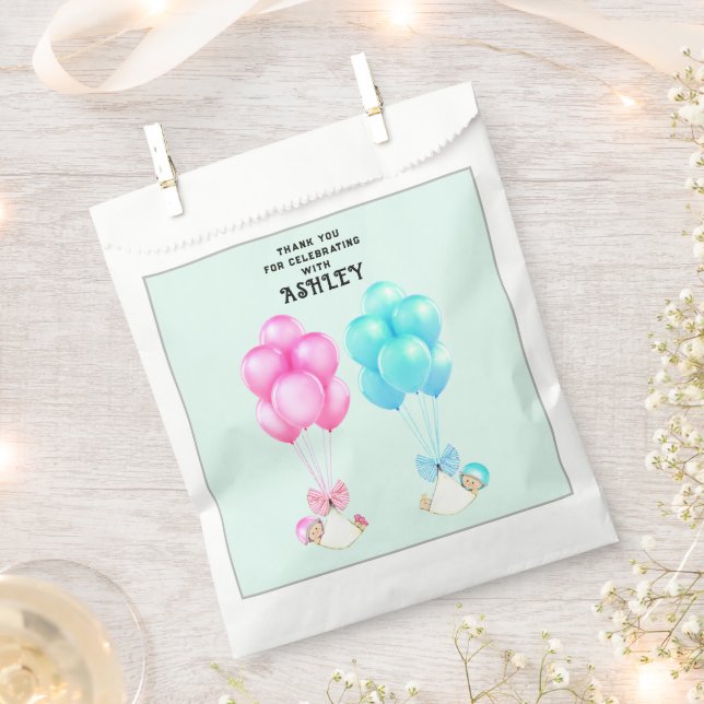 Twins Baby Shower Thank You Favor Bag (Clipped)