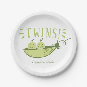 Twins Baby Shower Two Peas in a Pod Paper Plates
