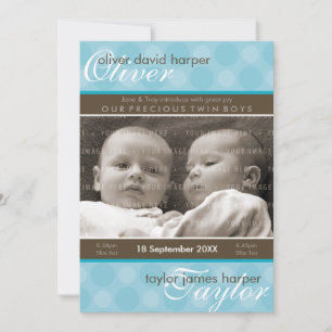 TWINS BABY THANK YOU :: harmony 5P Card